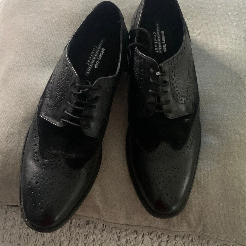 Giorgio Brutini Black Leather & Suede Wingtip Oxfords
